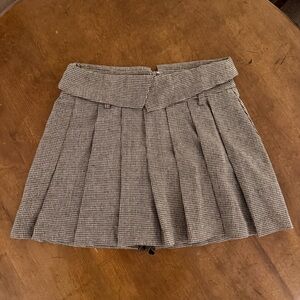 Brown Pleated Mini Skirt